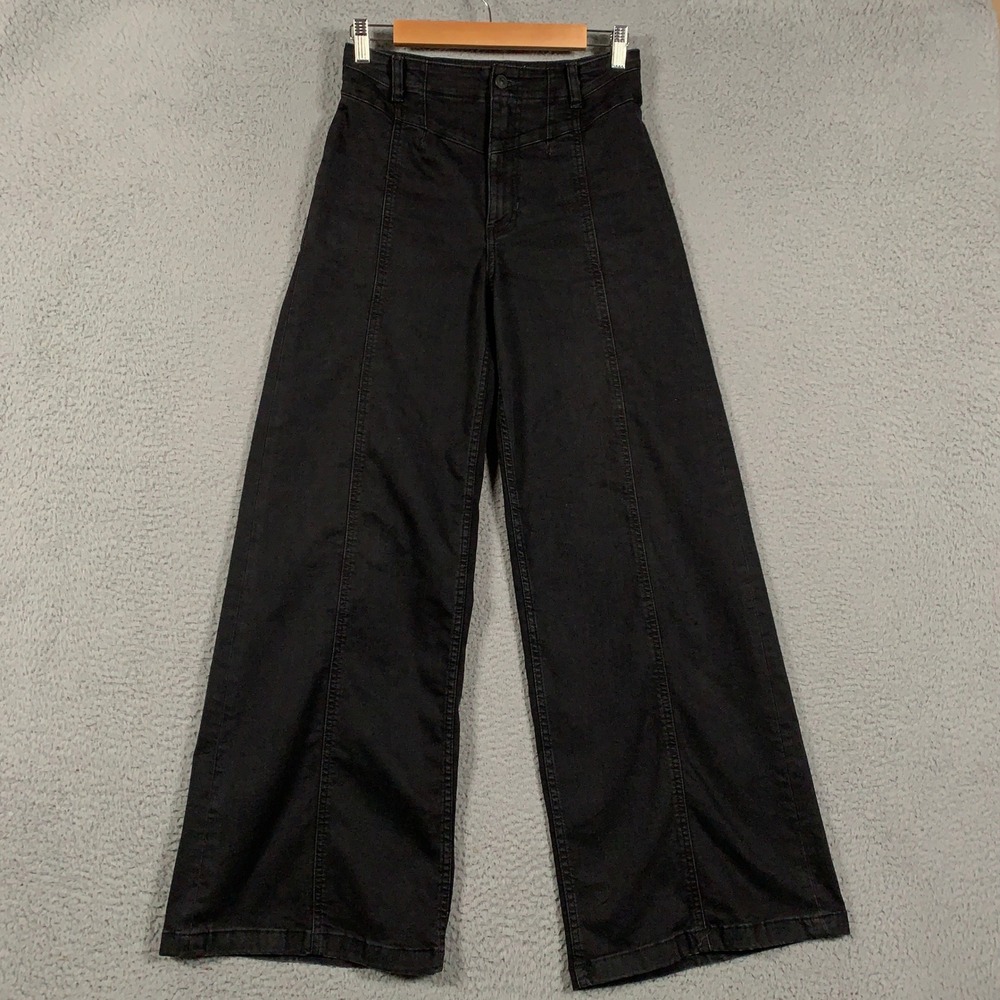 We The Free Just Float On Wide Leg Flare Jeans Women's Size 27 Black High Rise